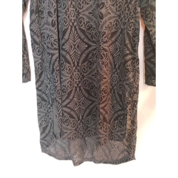 Ariat Womens Small S Sexy Black Velvet Sheer Dressy Tunic High Low Top Shirt - Picture 4 of 10